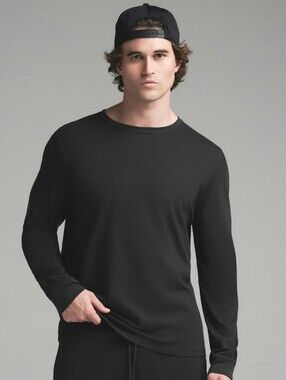 SKIMS Men's Long-Sleeve Crewneck Shirt - Black Onyx Medium - NWT